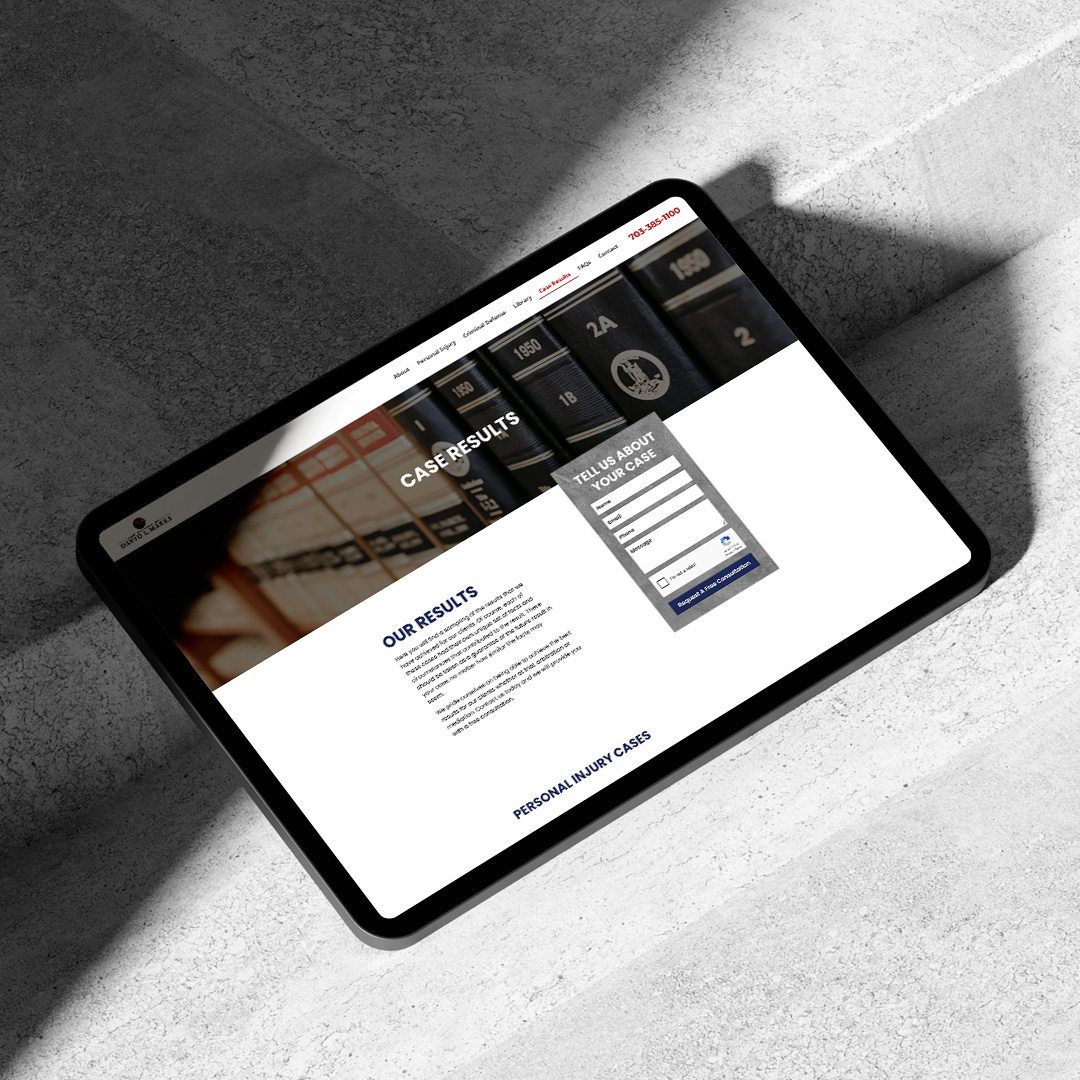 David Marks Law case studies page on tablet screen